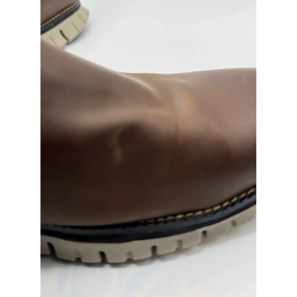 Cole Haan Zerogrand Chelsea Waterproof Brown Leather Men's Boots SZ 10 FLAWS
